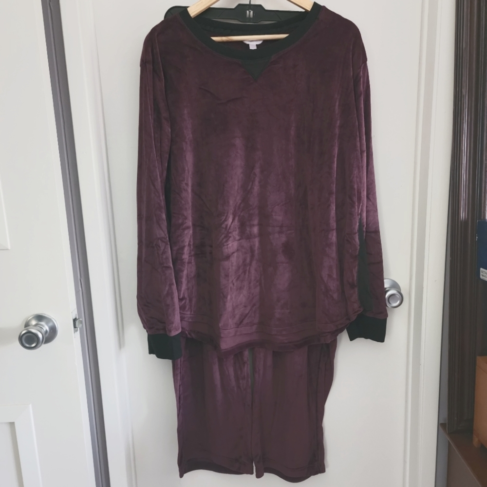 2 Pc 3X Lightweight Velour Loungewear Set